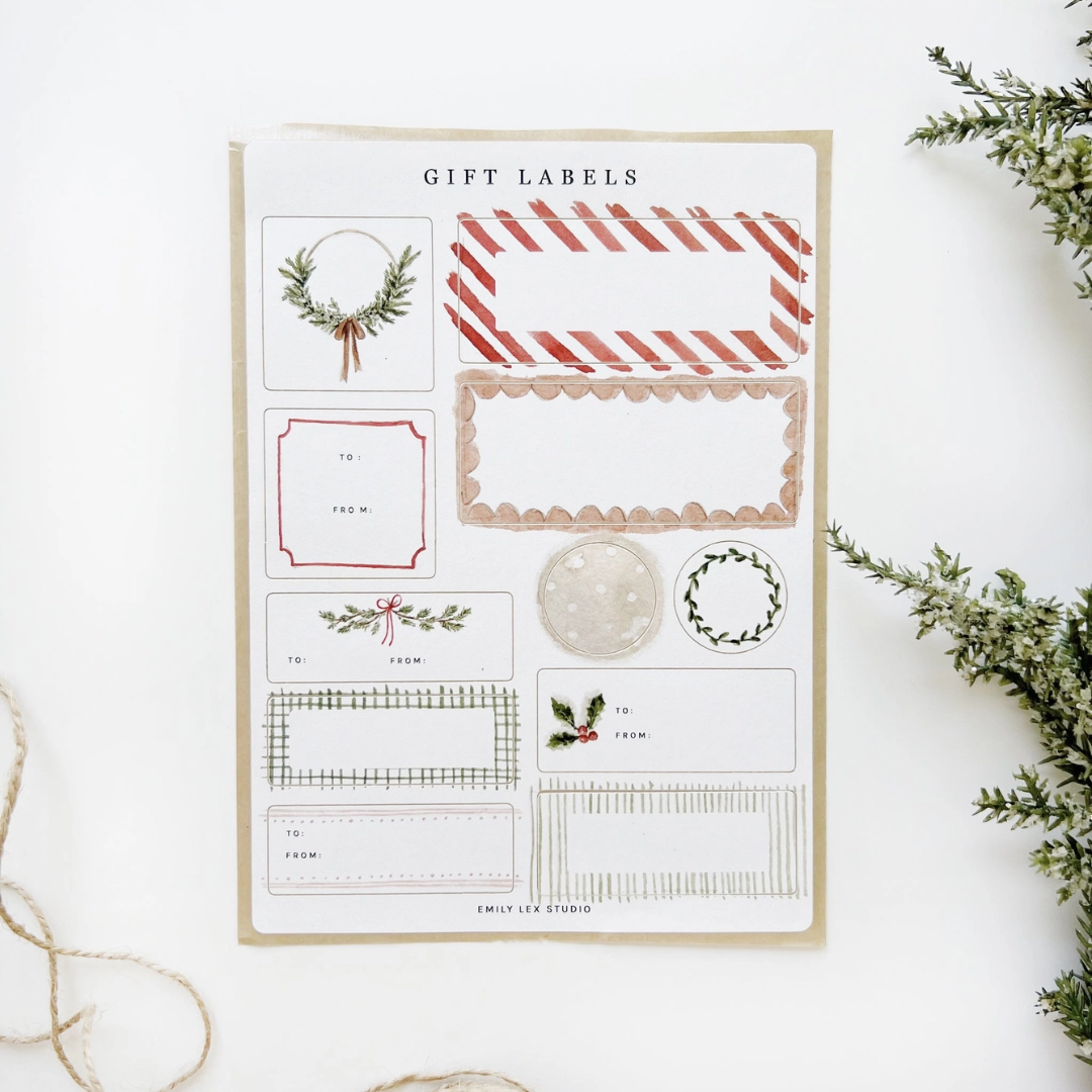 Emily Lex Studio Christmas gift label sticker sheets