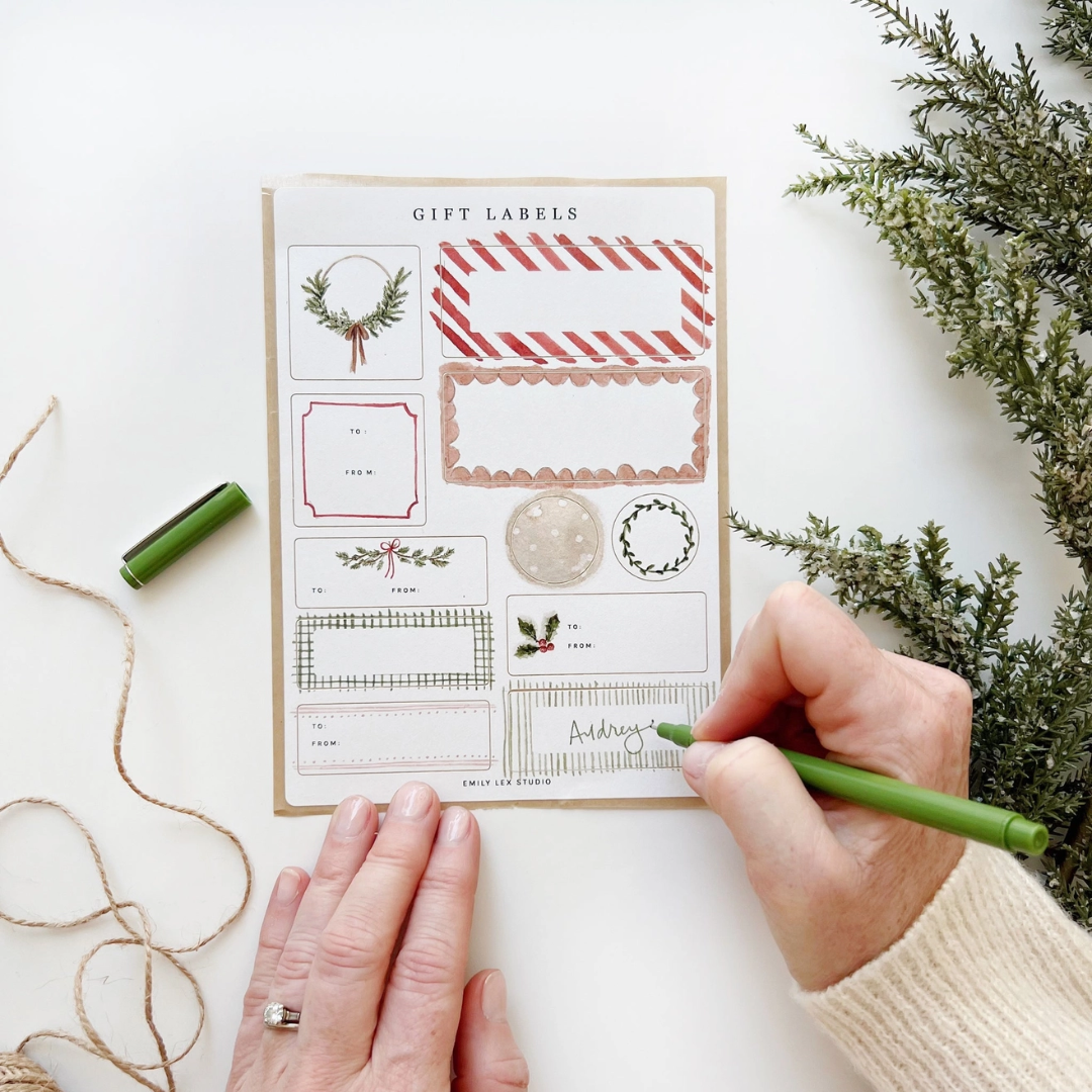 Emily Lex Studio Christmas gift label sticker sheets