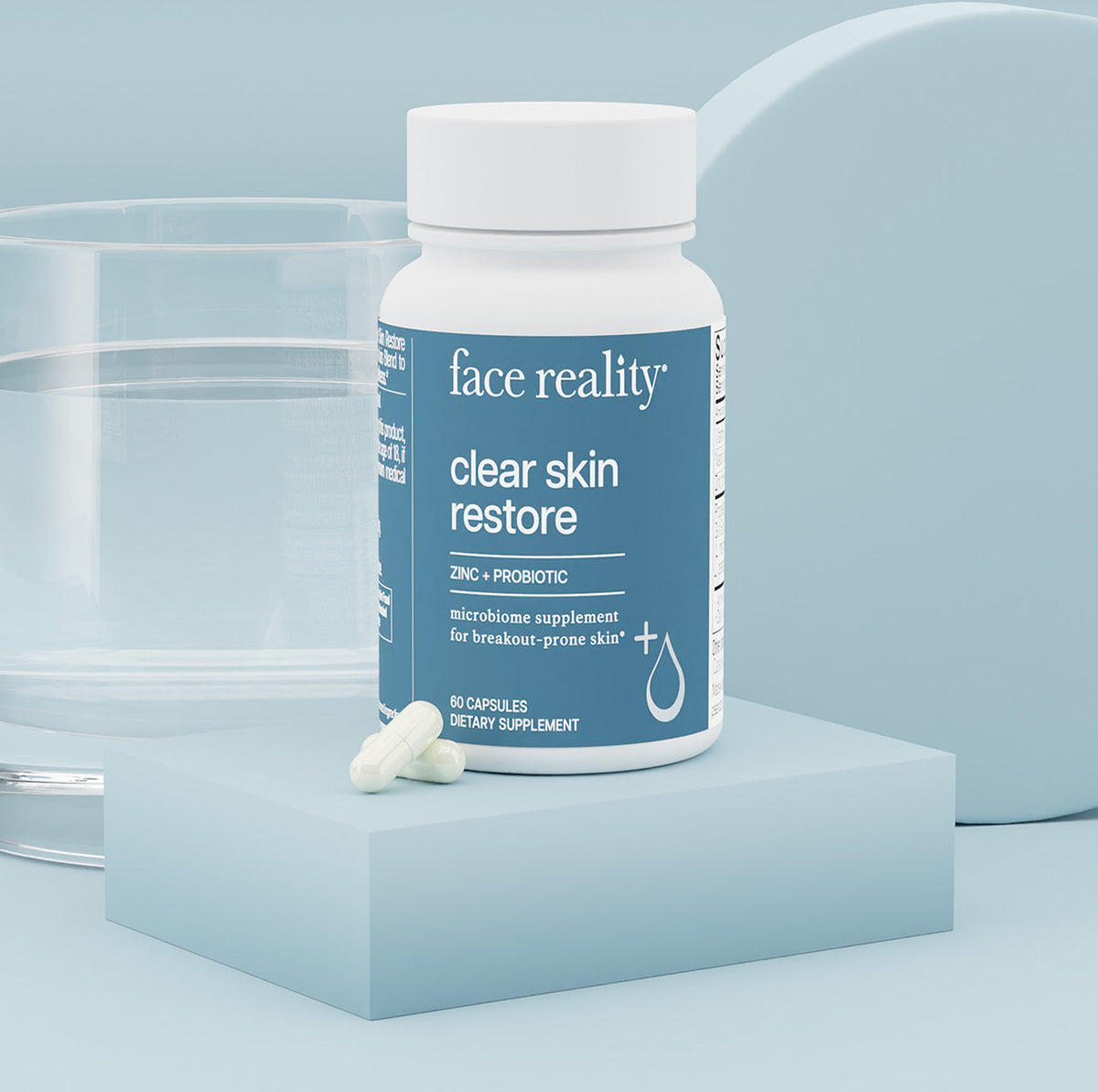 Face Reality Clear Skin Restore zinc and probiotic supplement