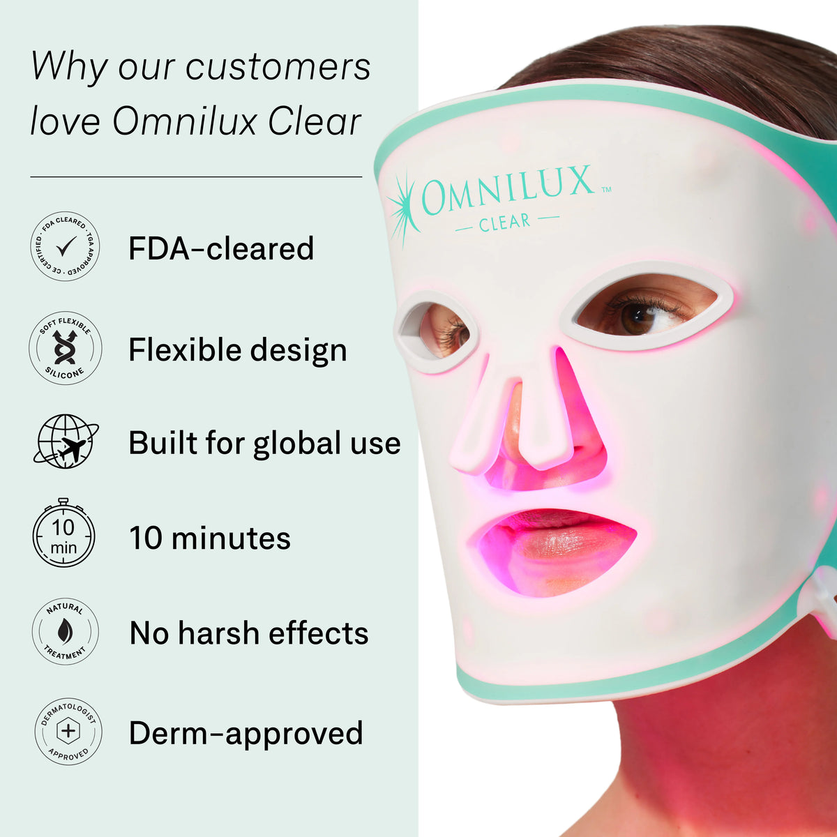 Omnilux Clear LED acne light therapy mask
