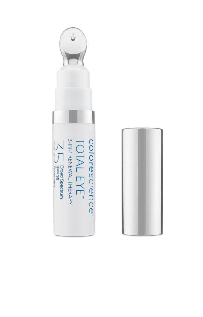 Colorescience Treat your eyes to Total Eye® 3-in-1 Renewal Therapy SPF 35 to visibly improve the appearance of dark circles, puffiness, fine lines, and wrinkles while protecting the delicate eye area against photoaging with 100% SPF 35 mineral sunscreen. Acne Safe.
